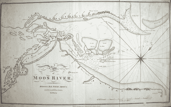 Hearne map of the moose river